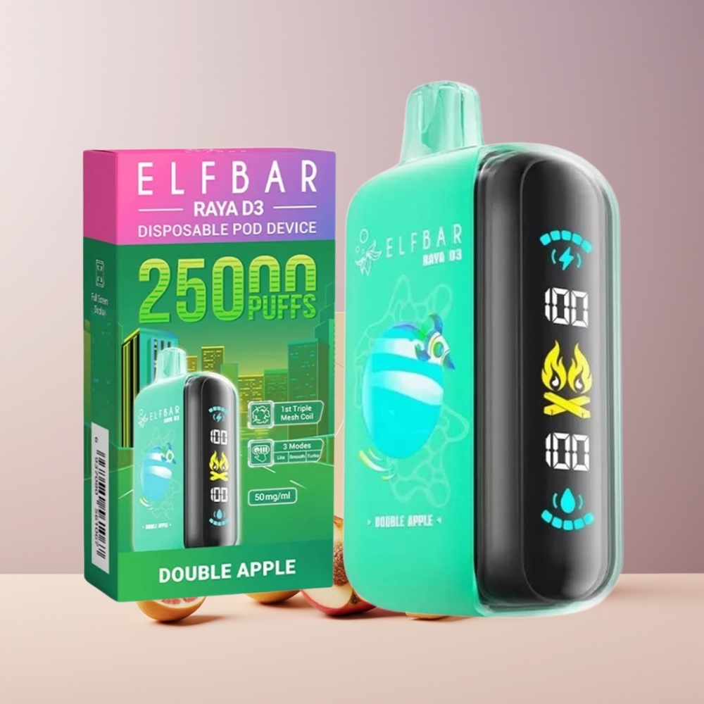 ELF BAR RAYA D3 25000 Puff Italia ingrosso Ricaricabile Doppia Mela 23ml 5% Nicotina