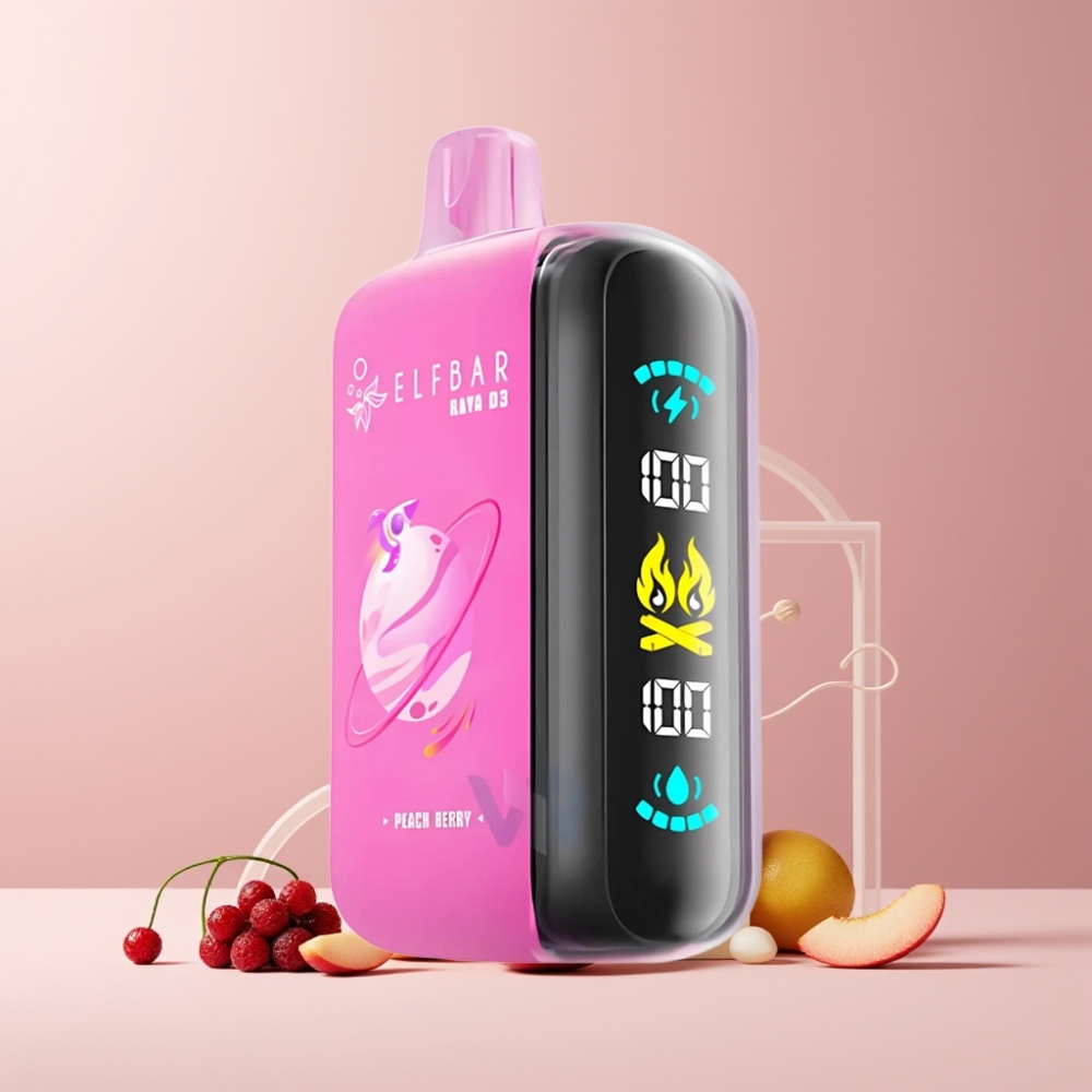 ELF BAR RAYA D3 25000 Puff Ricarica Disposable Vape Pesca e Frutti di Bosco Italia ingrosso 23ml 5% Tipo-C Schermo Grande