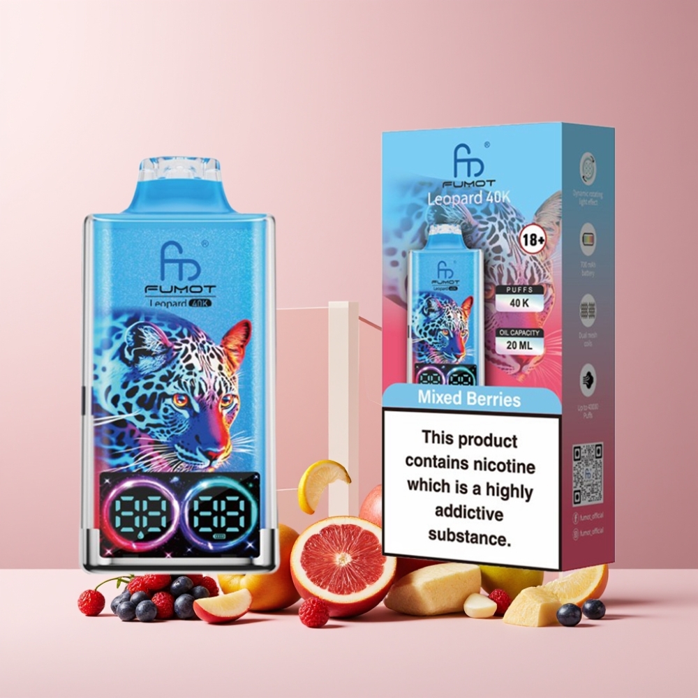 Fumot Leopard 40K Puff Italia Ingrosso Disposable Vape Bacche Miste, 5% Nicotina, Dual Mesh, 700mAh, Tipo-C