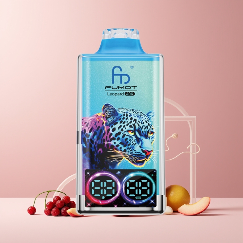 Fumot Leopard 40K Puffs Italia Ingrosso Disposable Vape Pesca e Frutti di Bosco, 0-5% Nicotina, 700mAh, Dual Mesh, Type-C, Display Digitale
