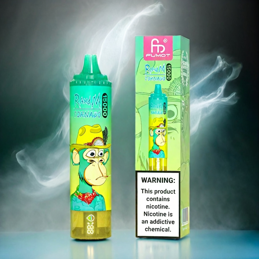 Fumot RandM Tornado 15000 Puffs Italia Ingrosso - Anguria Ghiaccio, Display LCD, Batteria 850mAh, USB Type-C, Mesh Coil 0.9 Ohm