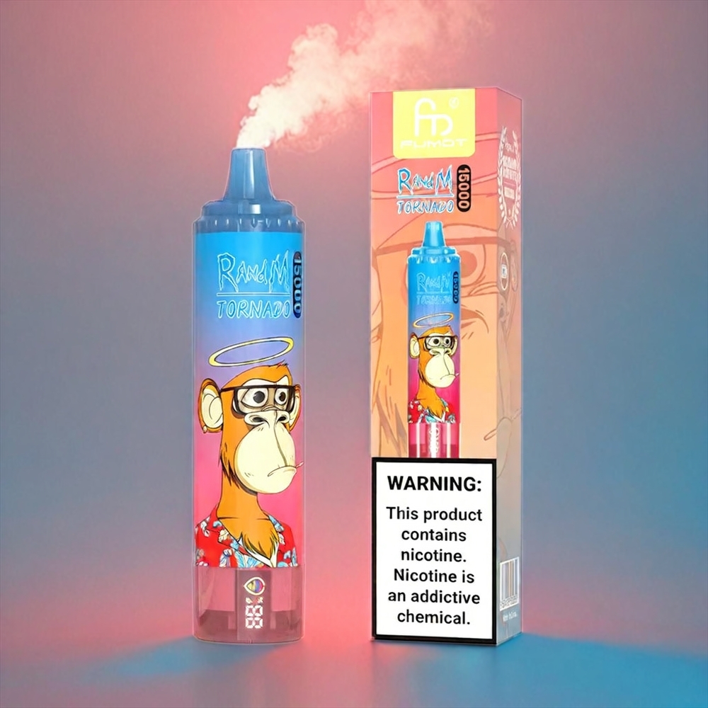 Fumot RandM Tornado 15000 Puffs Italia Ingrosso Blue Razz Cherry con 25ml Capacità e Display LCD