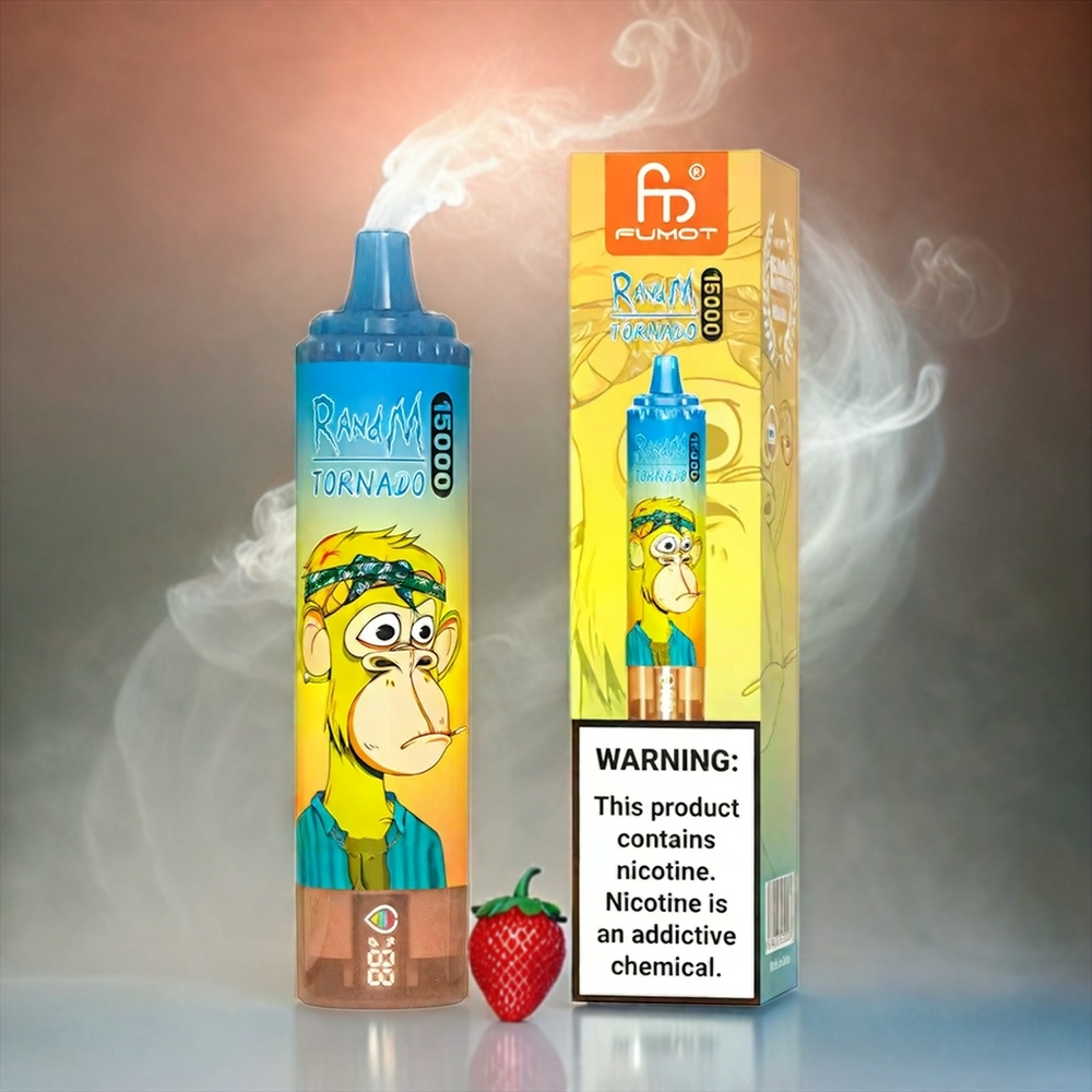 Fumot RandM Tornado 15000 Puffs Italia Ingrosso Fragola - 25ml Liquido, Schermo LCD, Ricarica USB-C