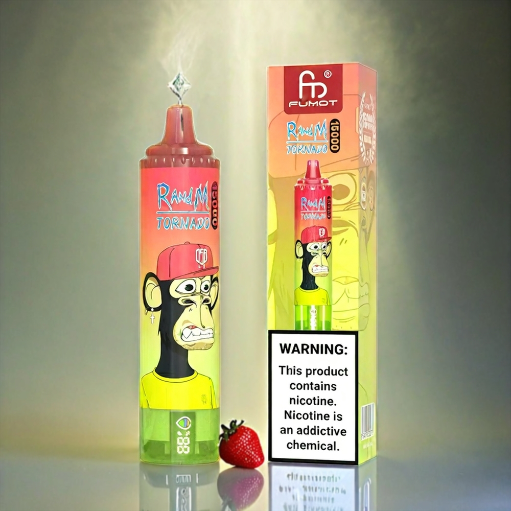 Fumot RandM Tornado 15000 Puffs Italia Ingrosso - Fragola Anguria Limonata con Schermo LCD, 25ml, 850mAh, Ricarica Type-C