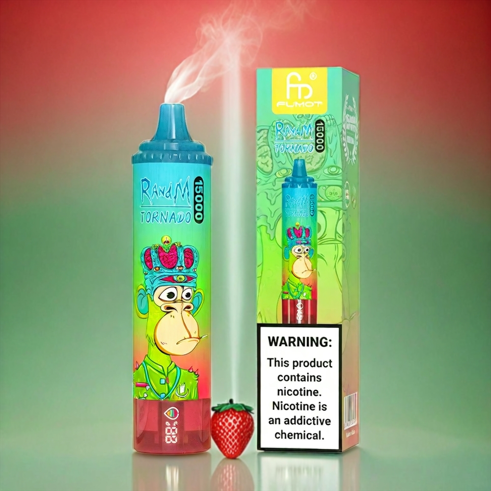 Fumot RandM Tornado 15000 Puffs Italia Ingrosso - Fragola Anguria con Schermo LCD, Batteria 850mAh, Ricarica USB Type-C