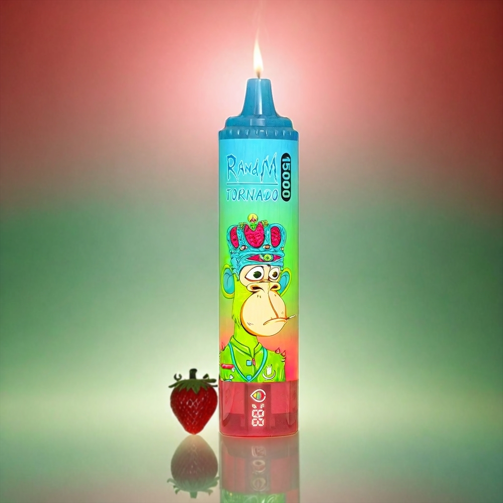 Fumot RandM Tornado 15000 Puffs Italia Ingrosso - Fragola Anguria con Schermo LCD, Batteria 850mAh, Ricarica USB Type-C