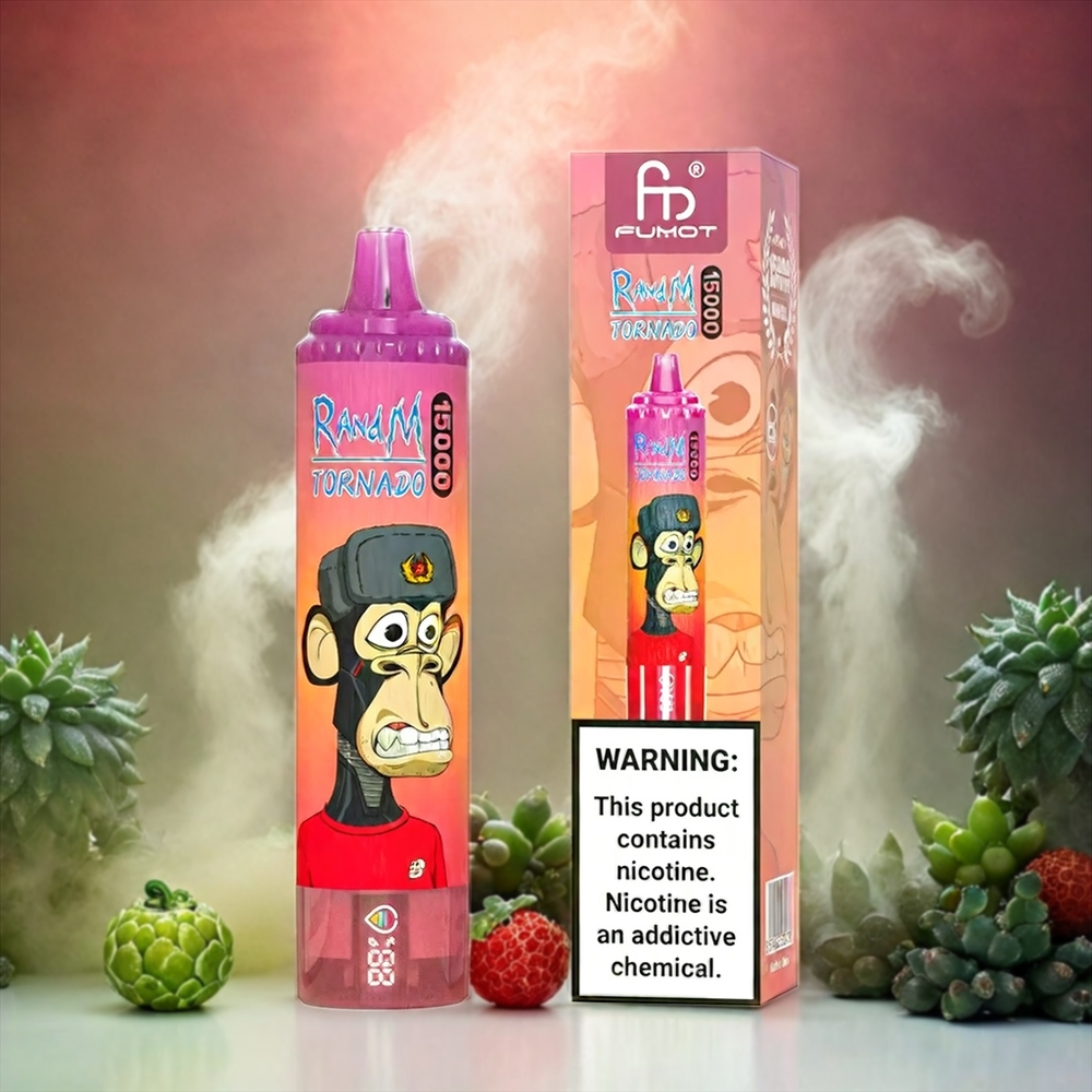 Fumot RandM Tornado 15000 Puffs Italia Ingrosso: Frutto del Drago, Display LCD, 25ml, Mesh Coil 0.9 Ohm, USB Type-C