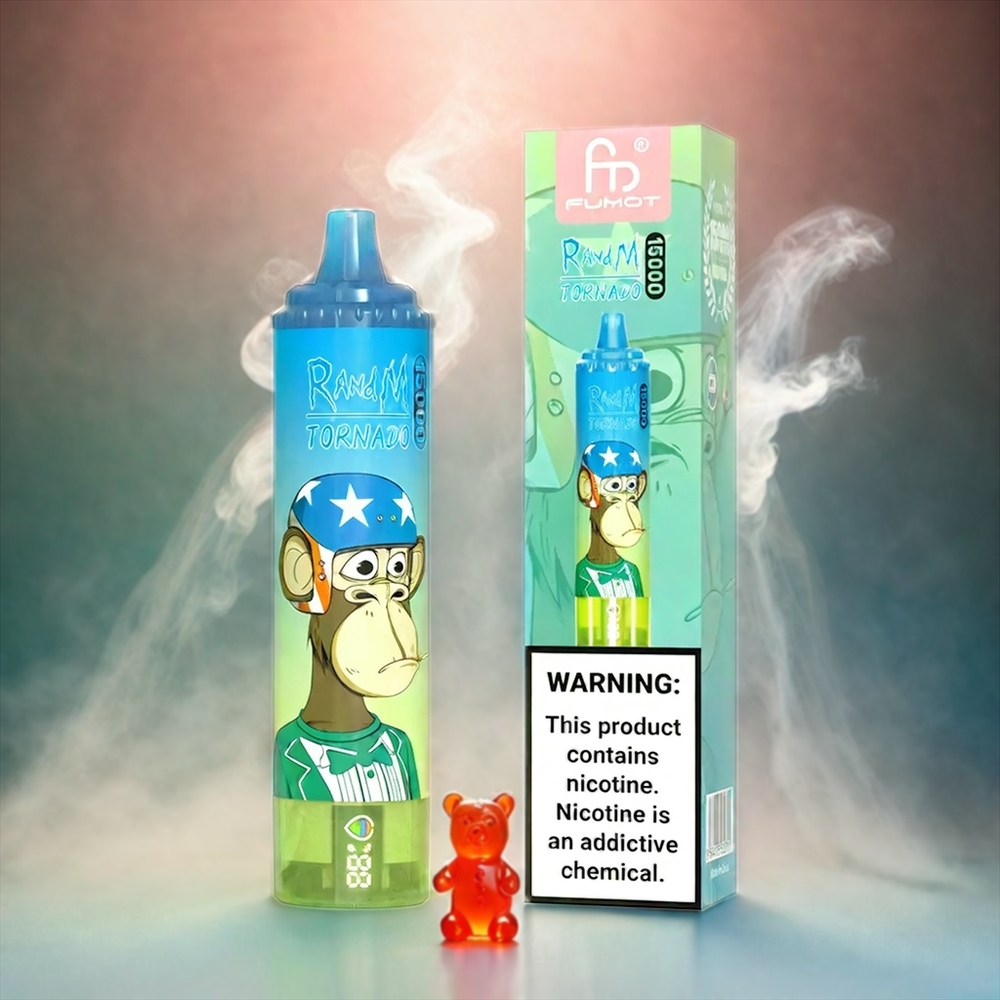 Fumot RandM Tornado 15000 Puffs Italia Ingrosso – Gummy Bear (Orsetto Gommoso) – 25ml Liquido, Batteria 850mAh, Schermo LCD, Ricarica USB-C