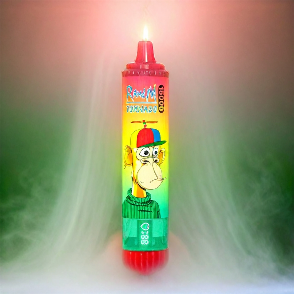 Fumot RandM Tornado 15000 Puffs Italia Ingrosso Vape Fragola Kiwi con Schermo LCD, 25ml Capacità, 850mAh Batteria, Ricarica USB-C