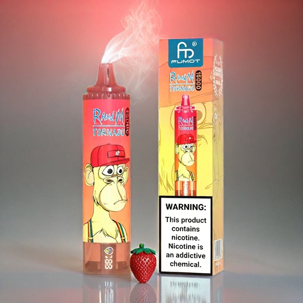 Fumot RandM Tornado 15000 Puffs Italia Ingrosso Vape Fragola Red Bull con Display LCD, 25ml, 850mAh, Mesh Coil 0.9 Ohm