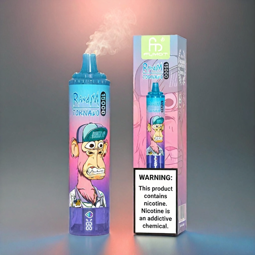 Fumot RandM Tornado 15000 Puffs Italia Ingrosso Vape Mirtillo Lampone con LCD, 25ml, Tipo-C Ricaricabile, Batteria 850mAh
