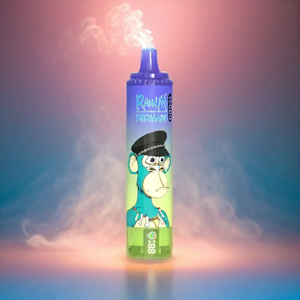 Fumot RandM Tornado Italia Ingrosso 15000 Puffs Blu Menta Gomma da Masticare con Schermo LCD, Ricarica USB Type-C, Batteria 850mAh