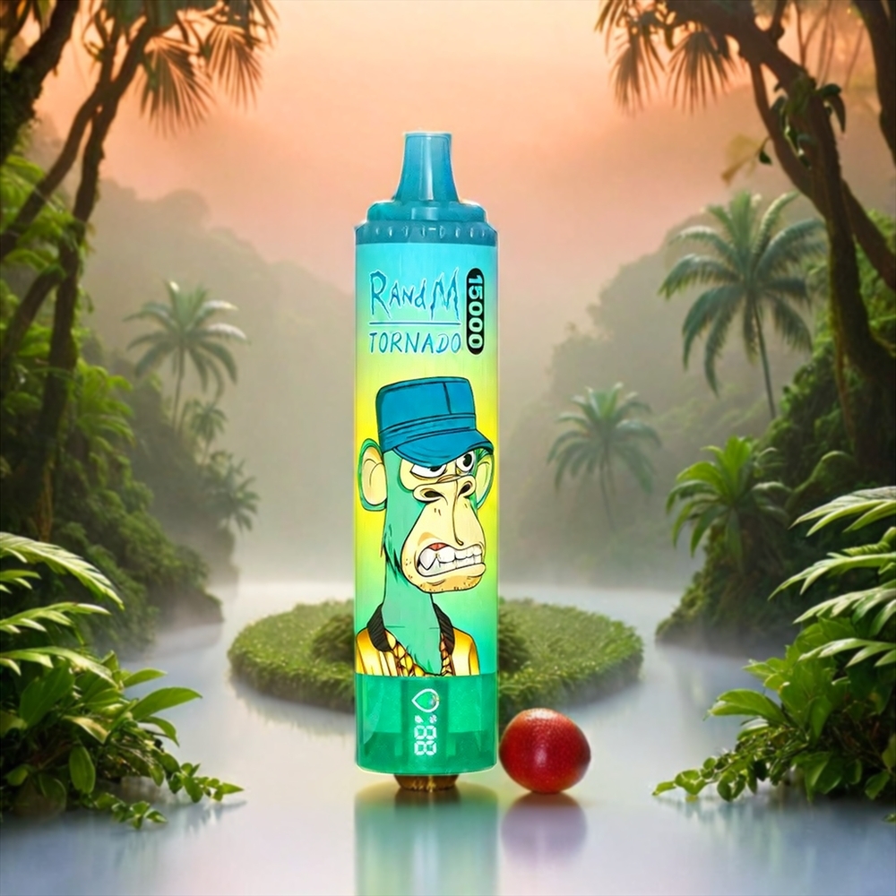 Fumot RandM Tornado Italia Ingrosso 15000 Puffs LCD Display Kiwi Frutto della Passione Guava - 25ml Liquido, 850mAh Batteria, Ricarica USB-C, Mesh Coil 0.9 Ohm, Nicotina 0%/2%/3%/5%