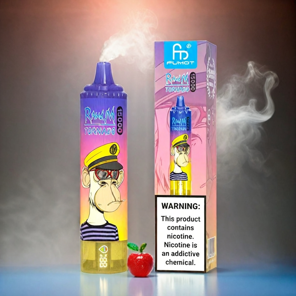 Fumot RandM Tornado Italia Ingrosso 15000 Puffs Vape Pesca e Mirtillo Caramello 25ml 850mAh Mesh Coil