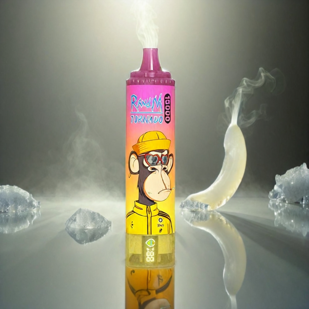 Fumot Randm Tornado 15000 Puffs Italia Ingrosso Banana Ghiaccio con Schermo LCD, Ricarica USB-C, Batteria 850mAh