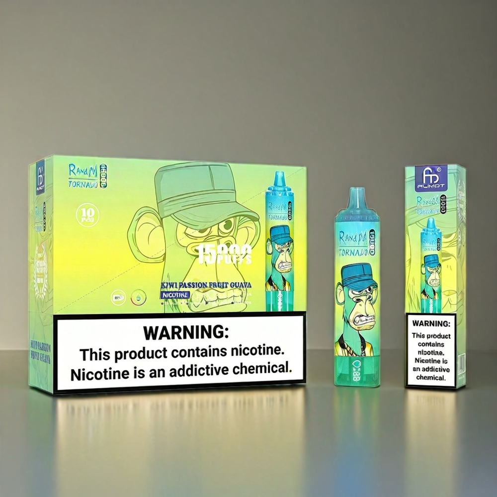 Fumot Randm Tornado 15000 Puffs Italia Ingrosso E-liquido 25ml Kiwi Frutto della Passione Guava Fumot RandM Tornado 15000 Puffs LCD Ricaricabile USB-C Mesh Coil 0.9 Ohm 850mAh