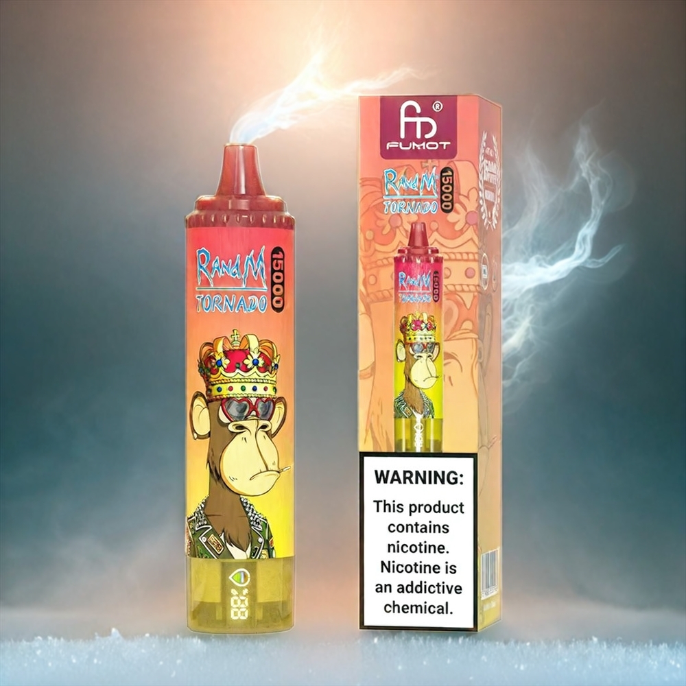 Fumot Randm Tornado 15000 Puffs Italia Ingrosso Pesca Ghiaccio – 25ml, 850mAh, Mesh Coil 0.9 Ohm, LCD, USB Type-C