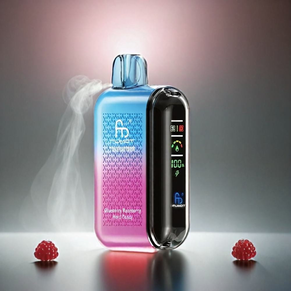 Fumot Tornado 20000 Puffs Italia Ingrosso – Blueberry Lampone Caramella Dura con Bobina a doppia maglia, 20ml E-liquid, 850mAh, Smart Display e Controllo del Flusso d'Aria