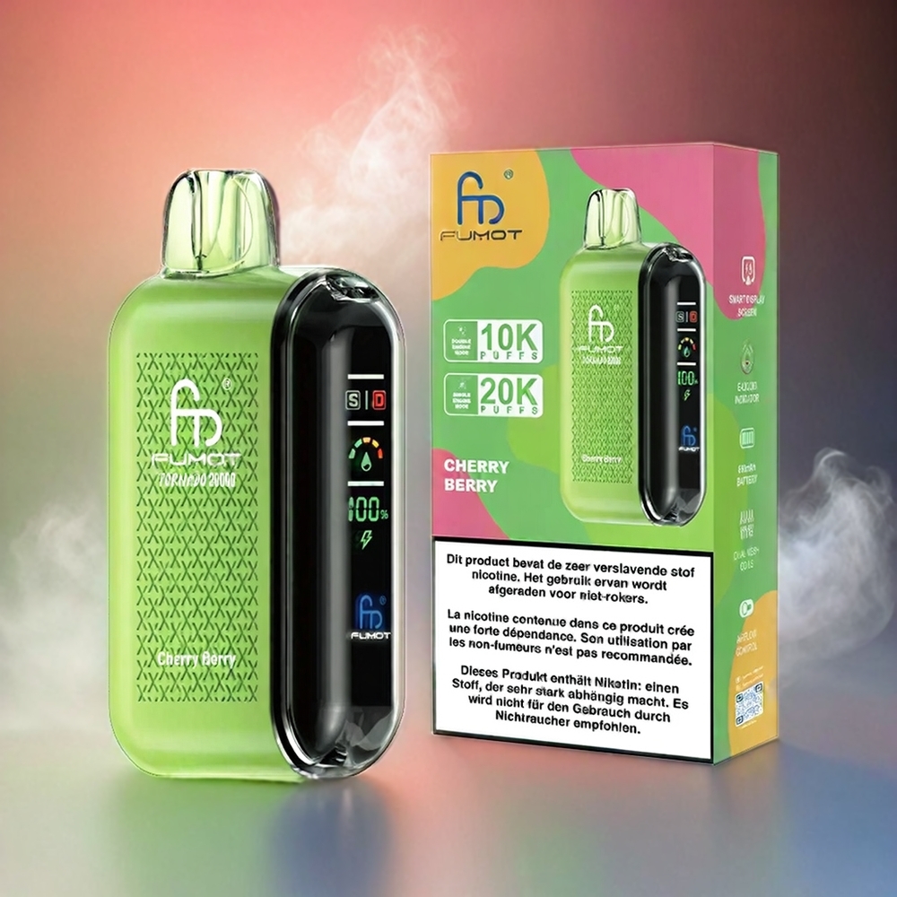 Fumot Tornado 20000 Puffs Italia Ingrosso Ciliegia Mora - 20ml E-Liquid, 850mAh, Bobina a doppia maglia, Display Intelligente