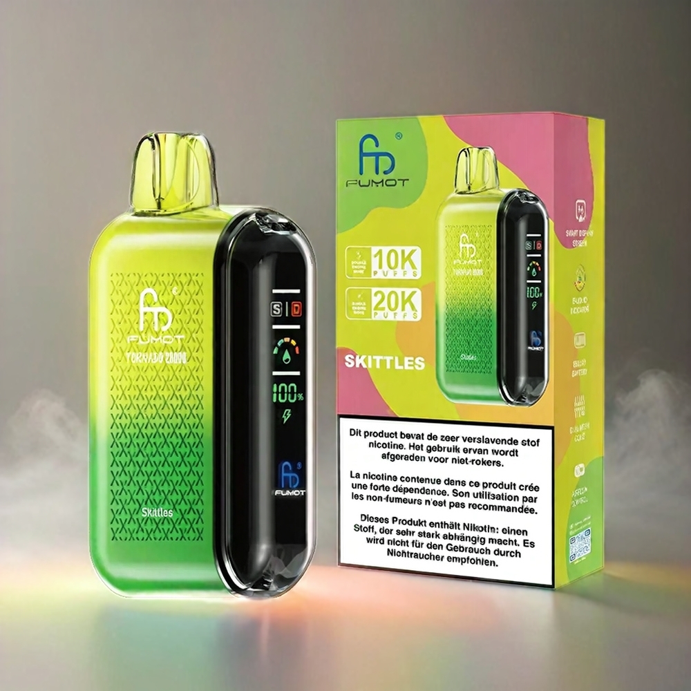 Fumot Tornado 20000 Puffs Italia Ingrosso Skittles con Bobina a doppia maglia, 20ml E-liquid, Display Smart e 2% Nicotina
