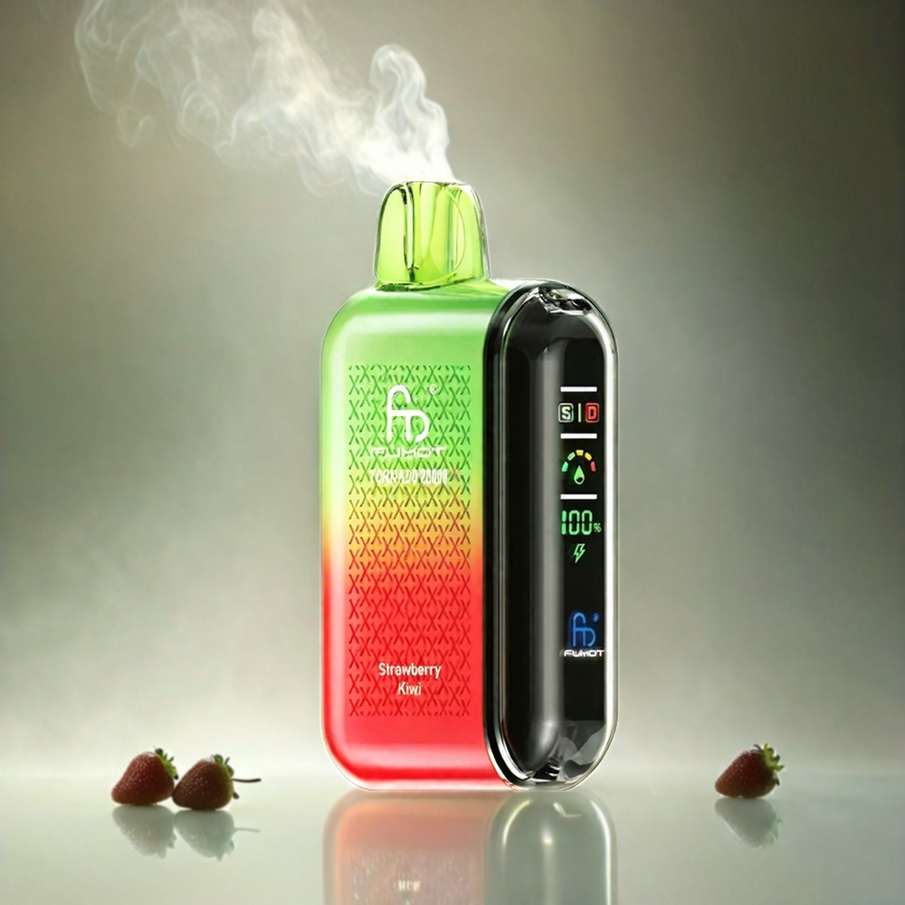 Fumot Tornado 20000 Puffs Italia Ingrosso Vape Fragola Kiwi con Bobina a doppia maglia, 20ml E-liquid, 850mAh Batteria Ricaricabile, Display Smart e Controllo Flusso d'Aria, 2% Nicotina.