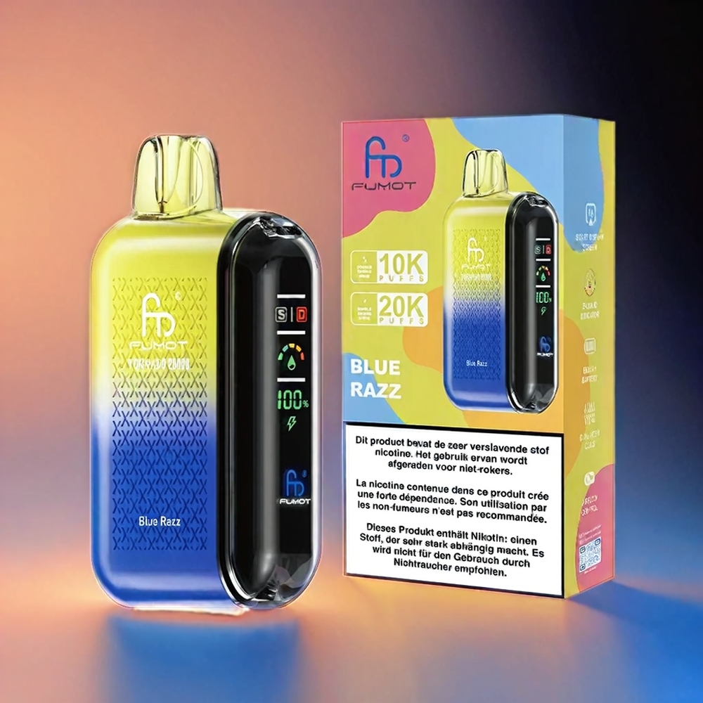 Fumot Tornado 20000 Puffs Italia Ingrosso Vape Lampone Blu con Bobina a doppia maglia, 20ml E-liquid, 850mAh Batteria Ricaricabile