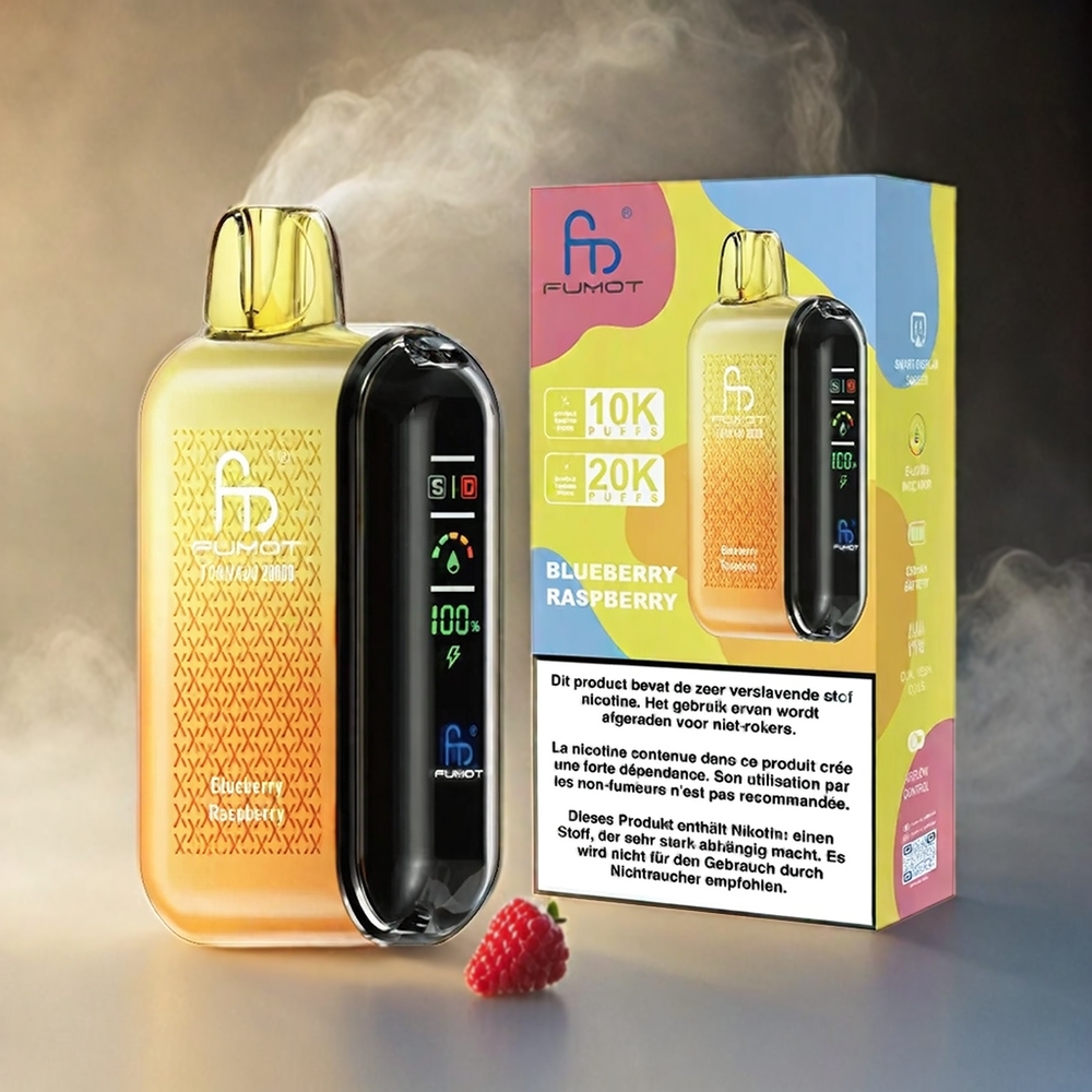 Fumot Tornado Italia Ingrosso 20000 Puffs Blu Mirtillo Lampone con 20ml E-liquid, Bobina a doppia maglia e 850mAh Batteria Ricaricabile