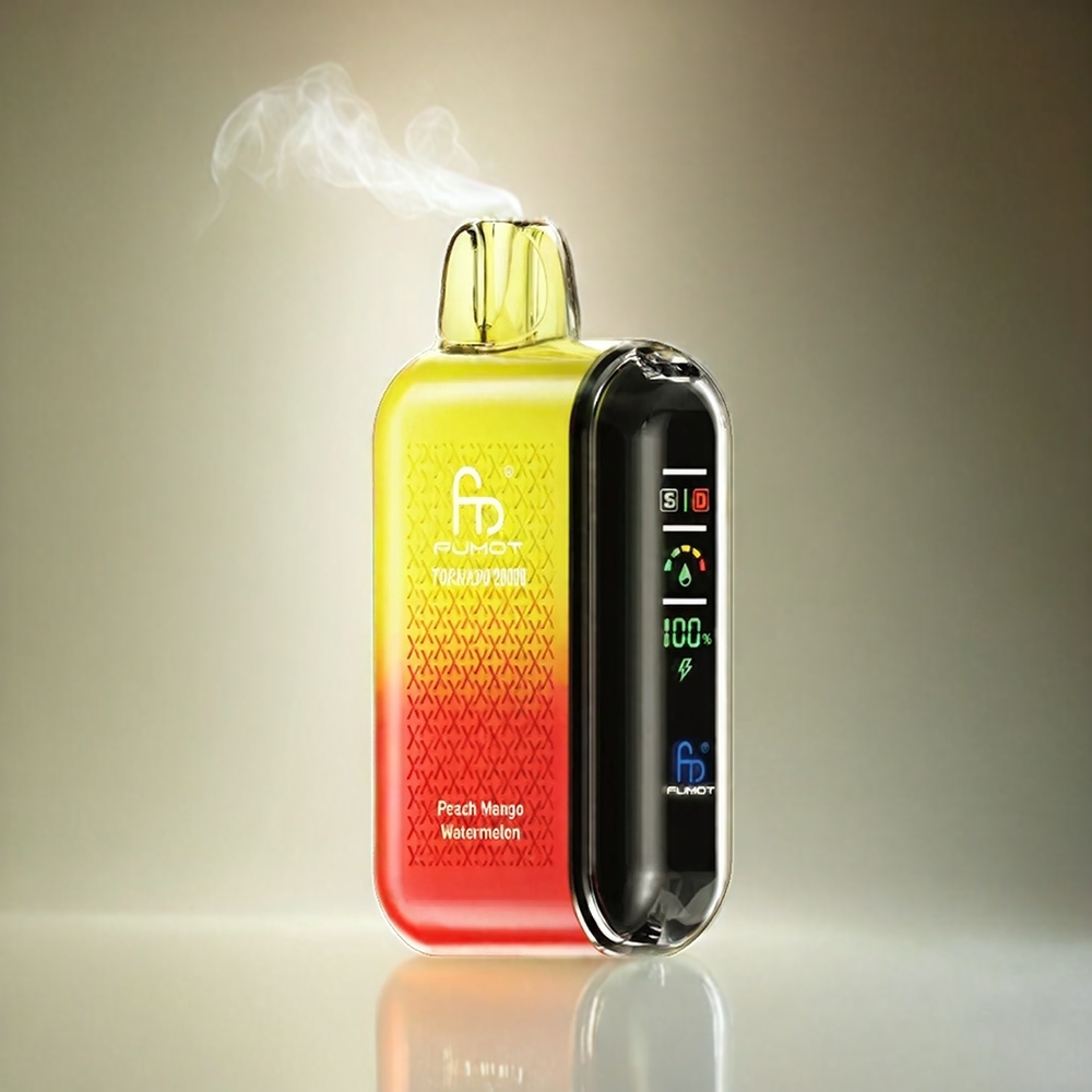 Fumot Tornado Italia Ingrosso 20000 Puffs Bobina a doppia maglia 20ml E-liquido Pesca Mango Anguria con Display Intelligente e Batteria Ricaricabile 850mAh