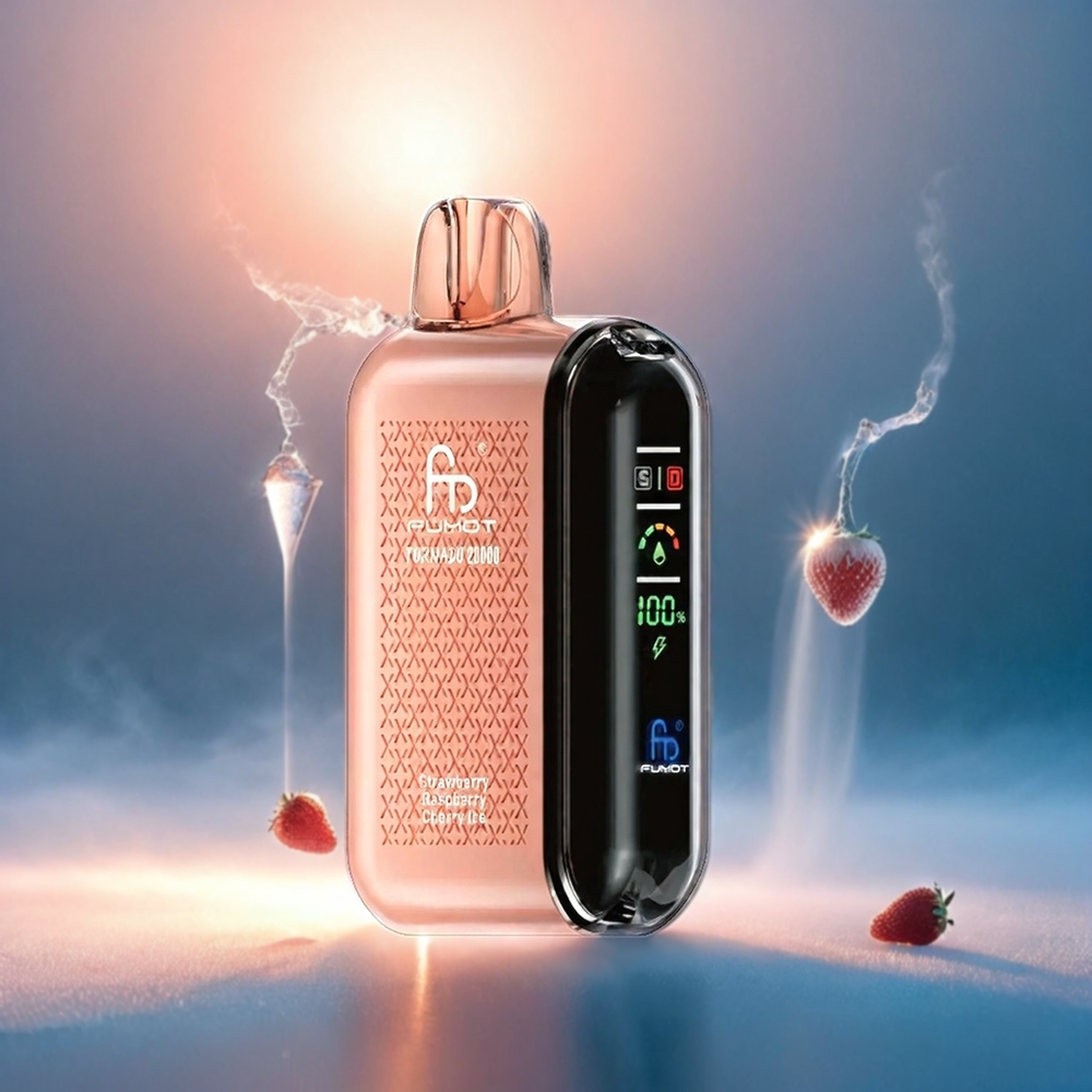 Fumot Tornado Italia Ingrosso 20000 Puffs Bobina a doppia maglia Fragola Lampone Ciliegia Ghiaccio 20ml Display Smart 850mAh