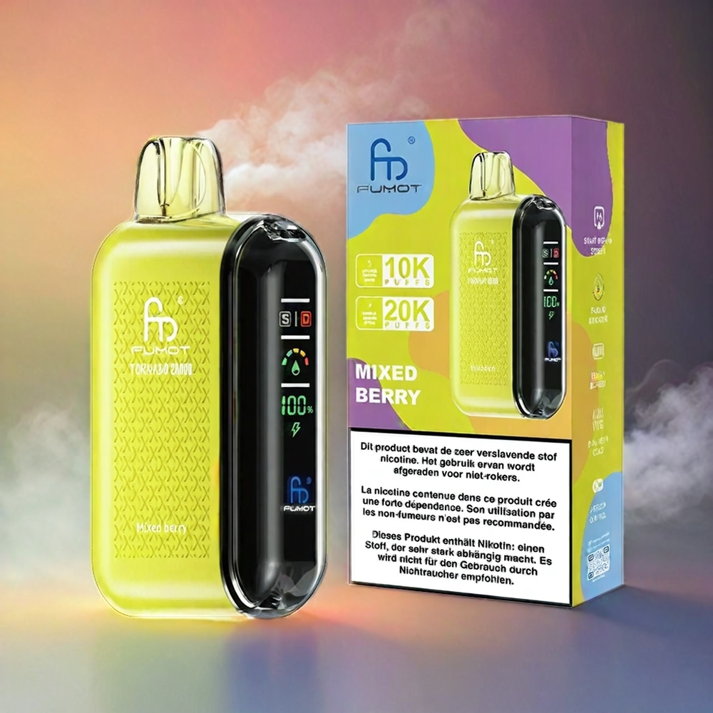 Fumot Tornado Italia Ingrosso 20000 Puffs Vape Frutti di Bosco Mesh Duale con Display, 20ml E-liquid, Batteria 850mAh