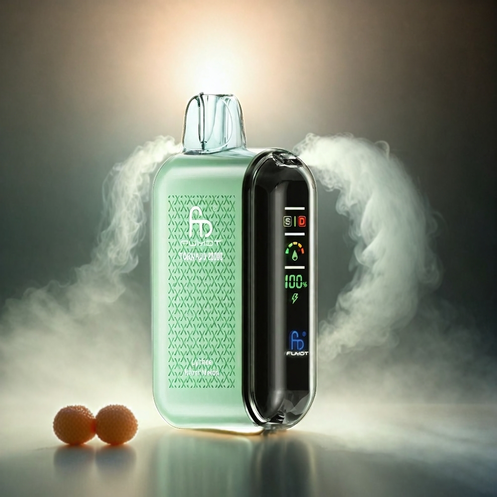 Fumot Tornado Italia Ingrosso 20000 Puffs Vape Litchi Melone di Hami con Bobina a doppia maglia, 20ml E-liquid, 850mAh Batteria, Smart Display e Controllo del Flusso d'Aria