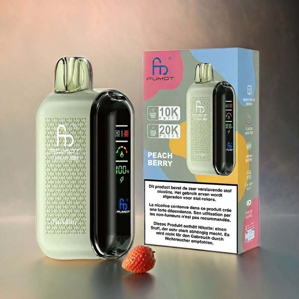 Italia Ingrosso Fumot Tornado 20000 Puffs Pesca e Bacca - 20ml E-liquid, Batteria 850mAh, Bobina a doppia maglia, Display Smart, Controllo Aria, 2% Nicotina, Modalità Single Engine