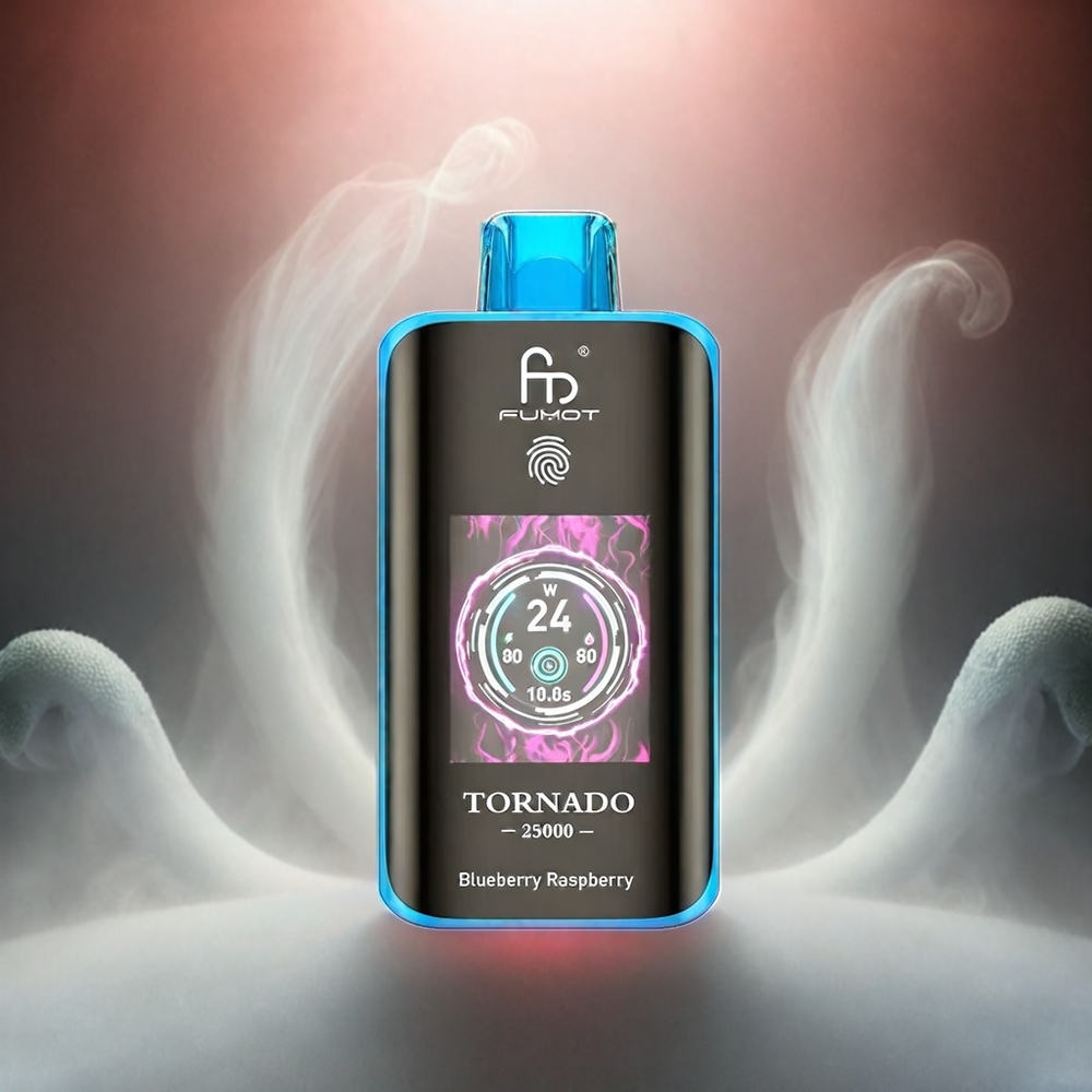 Fumot Tornado 25000 Puffs Blu Mirtillo Lampone Italia Ingrosso con Schermo HD, Batteria 700mAh Ricaricabile e 20ml E-liquido Pre-riempito