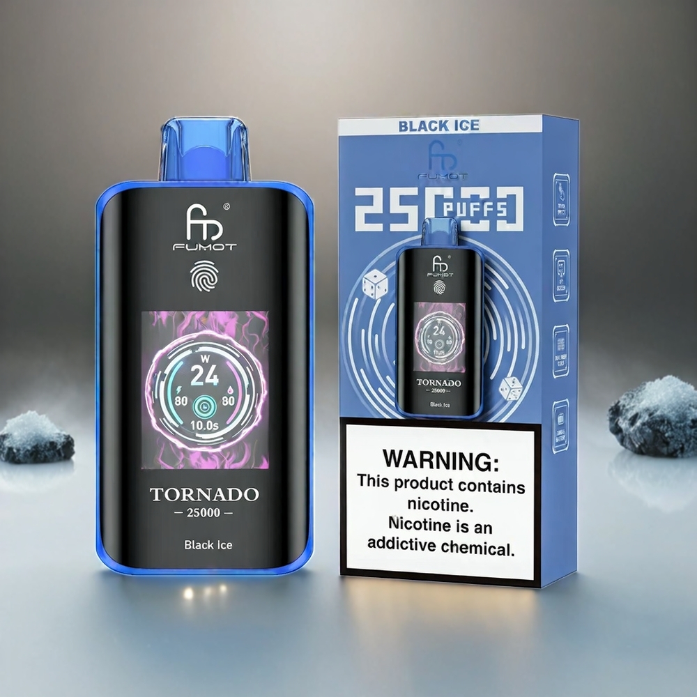 Fumot Tornado 25000 Puffs Italia Ingrosso Black Ice con Schermo HD, Batteria Ricaricabile 700mAh e Liquido Precario 20ml