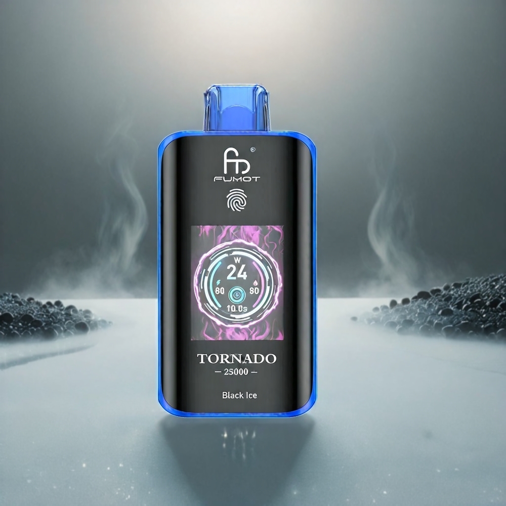 Fumot Tornado 25000 Puffs Italia Ingrosso Black Ice con Schermo HD, Batteria Ricaricabile 700mAh e Liquido Precario 20ml