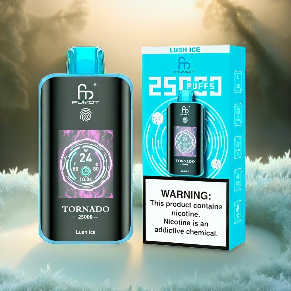 Fumot Tornado 25000 Puffs Italia Ingrosso HD Screen, 700mAh, 20ml Pre-filled, Lush Ice (Ghiaccio Rigoglioso), 0/2%/3%/5% Nicotina, Tipo-C