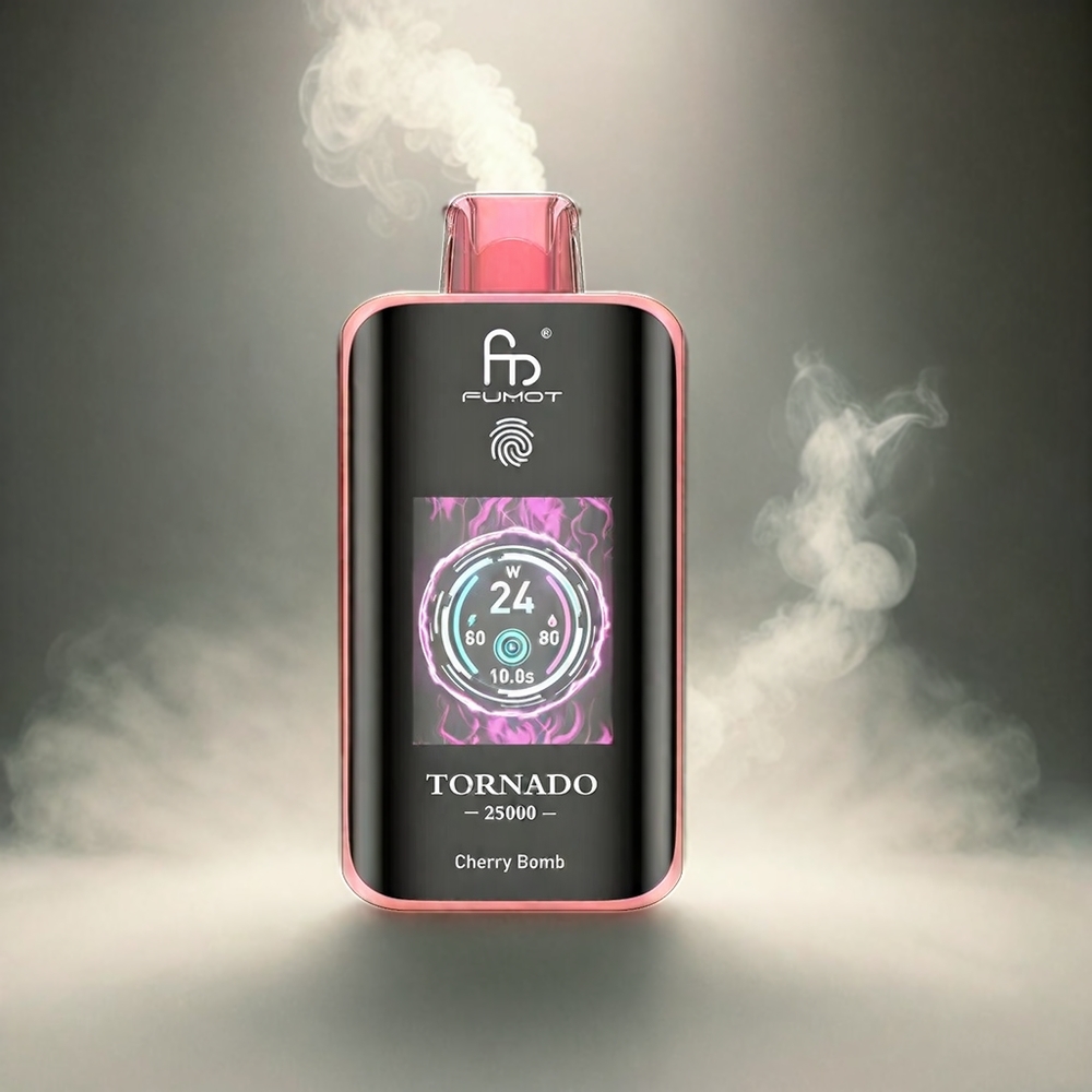 Fumot Tornado 25000 Puffs Italia Ingrosso HD Screen 700mAh Cherry Bomb 20ml E-liquido 0/2%/3%/5% Nic Type-C