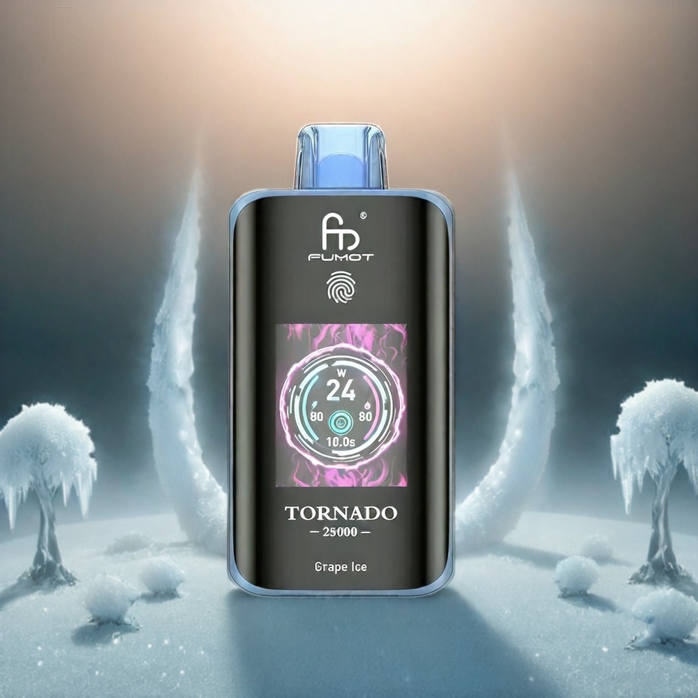 Fumot Tornado 25000 Puffs Italia Ingrosso HD Screen Grape Ice 20ml E-liquido 700mAh Batteria Type-C 0/2/3/5% Nicotine