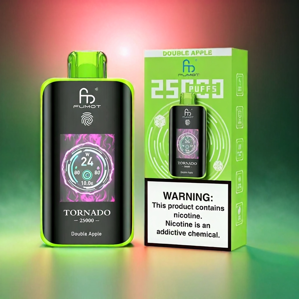 Fumot Tornado 25000 Puffs Italia Ingrosso Mela Doppia con Schermo HD, Batteria 700mAh Ricaricabile, 20ml E-liquido Precarrichi, Tipo-C
