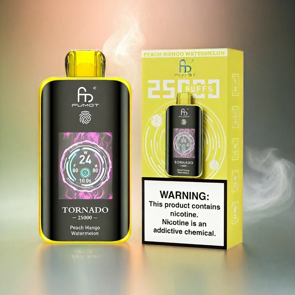 Fumot Tornado 25000 Puffs Italia Ingrosso - Pesca Mango Anguria con HD Screen, 700mAh Ricaricabile, 20ml E-liquido Precariat