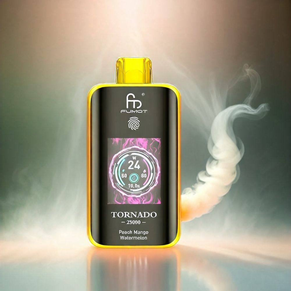 Fumot Tornado 25000 Puffs Italia Ingrosso - Pesca Mango Anguria con HD Screen, 700mAh Ricaricabile, 20ml E-liquido Precariat
