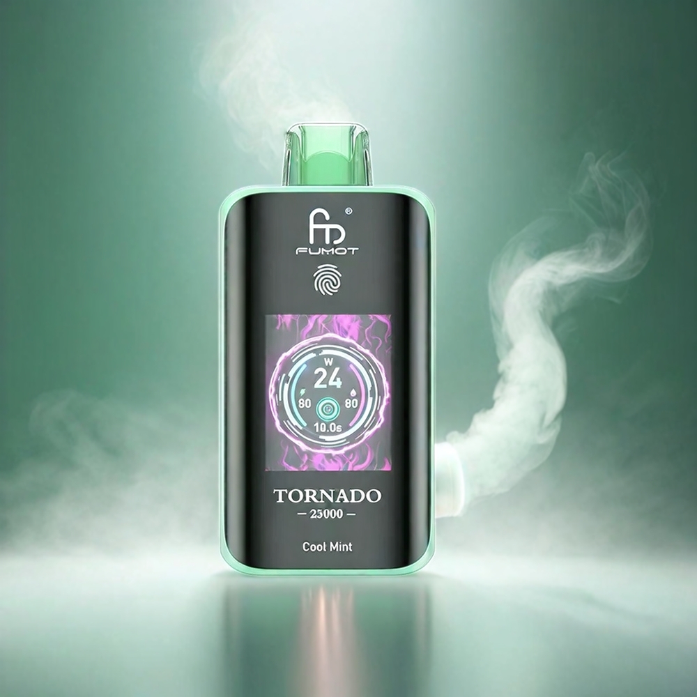 Fumot Tornado 25000 Puffs Italia Ingrosso Vapo Menta Fresca con Schermo HD, Batteria 700mAh Ricaricabile, E-liquido 20ml Pre-riempito, Porta Tipo-C