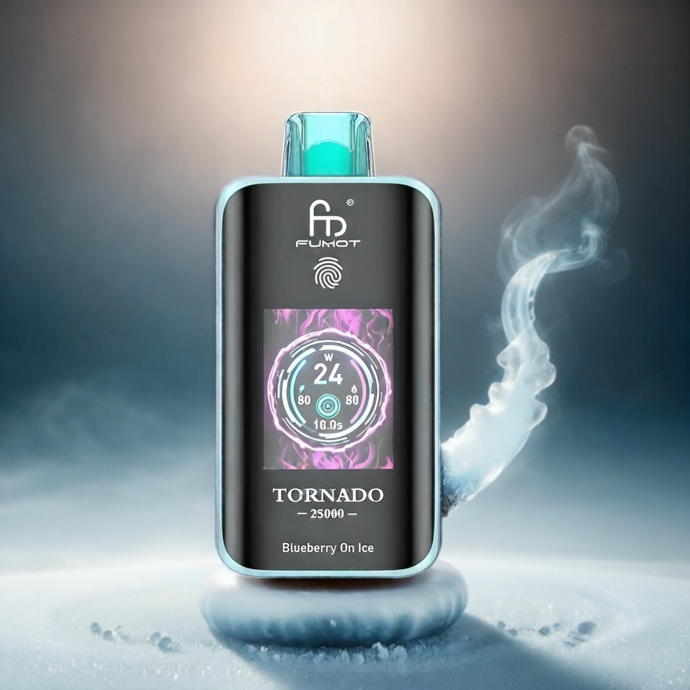 Fumot Tornado 25000 Puffs Italia Ingrosso con Schermo HD, Batteria 700mAh Ricaricabile, E-liquido Pre-riempito 20ml, Mirtillo Blu Ghiacciato, Tipo-C