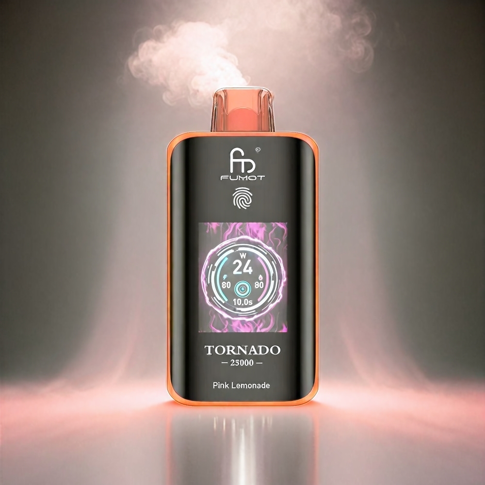 Fumot Tornado 25000 Puffs Italia Ingrosso con Schermo HD, Batteria Ricaricabile 700mAh, E-liquido Pre-riempito 20ml, Gusto Pink Lemonade e Porta Tipo-C