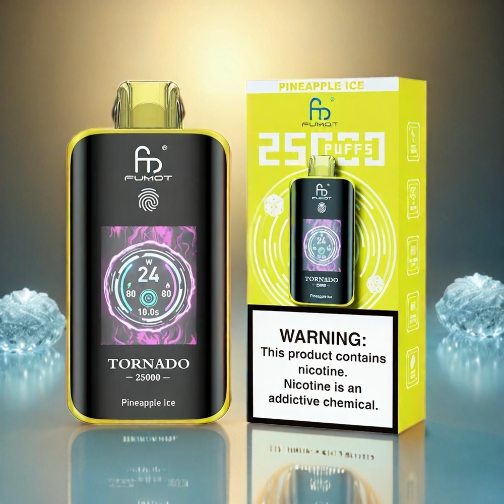 Fumot Tornado Italia Ingrosso 25000 Puffs Schermo HD Pineapple Ice con Batteria Ricaricabile 700mAh e Liquido Pre-riempito 20ml