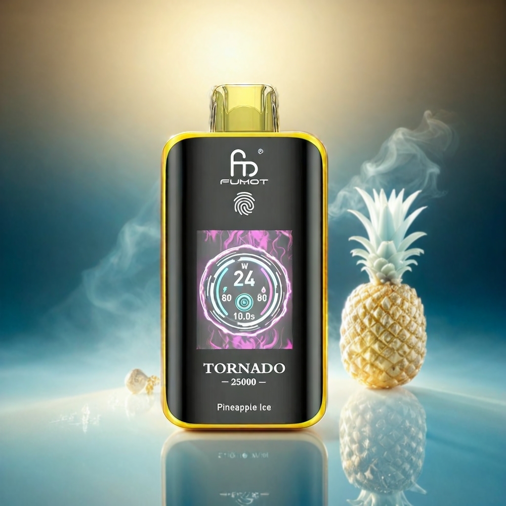 Fumot Tornado Italia Ingrosso 25000 Puffs Schermo HD Pineapple Ice con Batteria Ricaricabile 700mAh e Liquido Pre-riempito 20ml