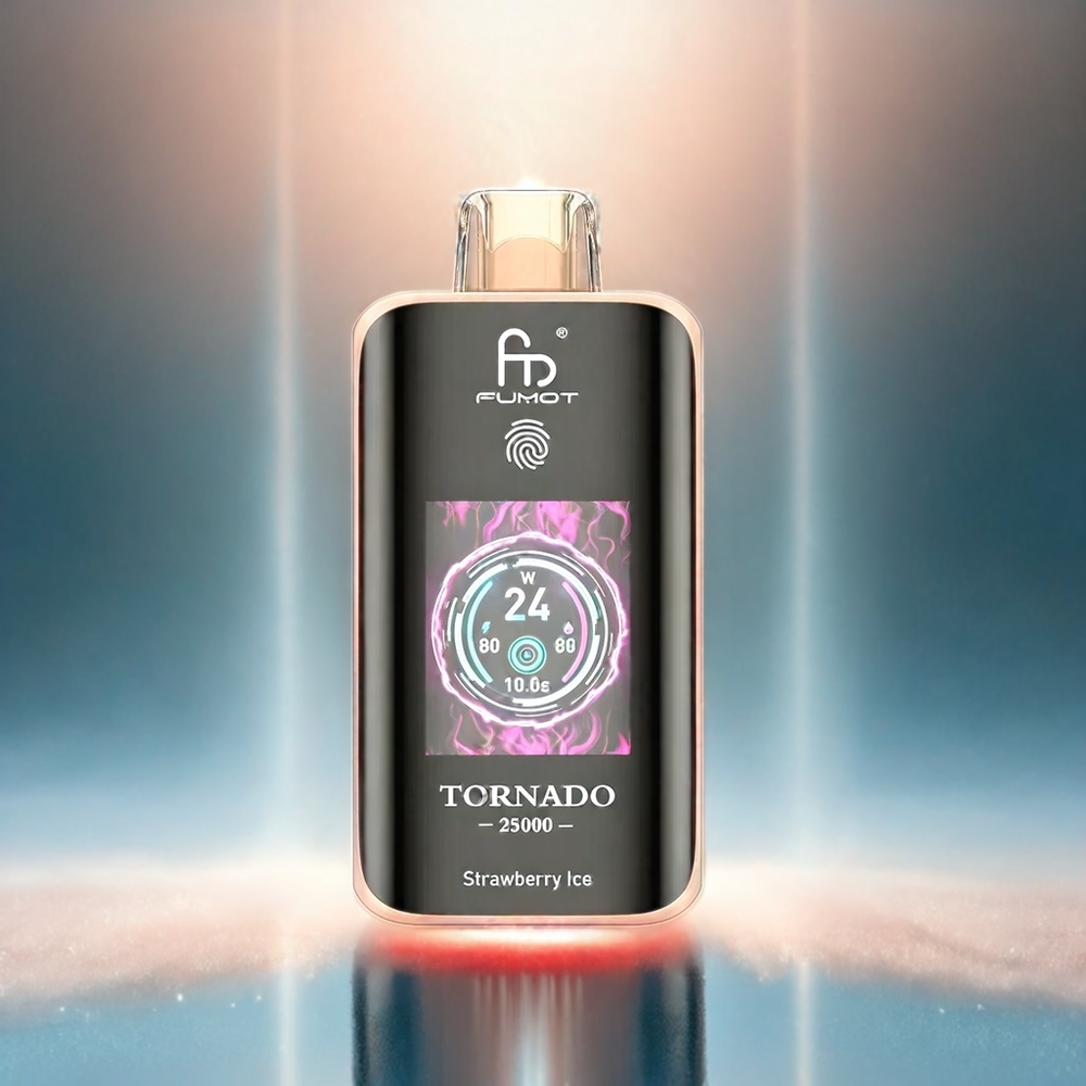 Fumot Tornado Italia Ingrosso 25000 Puffs Schermo HD con Batteria Ricaricabile 700mAh e Liquido 20ml Pre-riempito - Fragola Ghiaccio