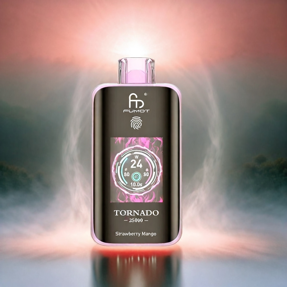 Fumot Tornado Italia Ingrosso 25000 Puffs Schermo HD con Mango Fragola, 700mAh Ricaricabile, 20ml Liquido, 0/2%/3%/5% Nicotina, Type-C