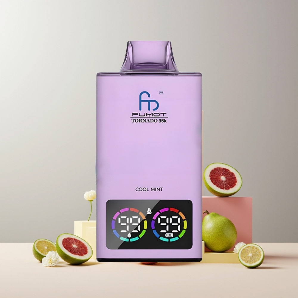 Fumot Tornado 35K Italia Ingrosso Disposable Vape Menta Fresca, Dual Mesh Coil, 15ml E-juice, 700MAH, USB-C, 35000 Puff
