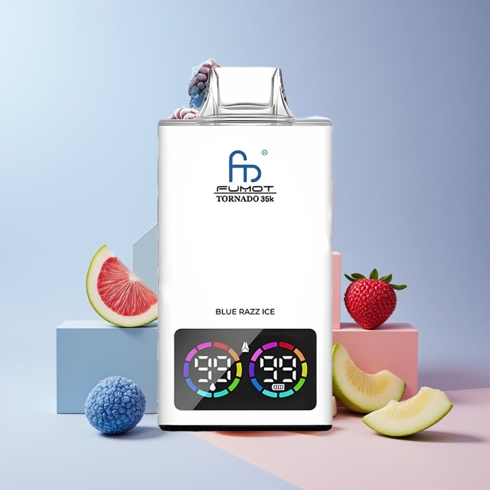 Fumot Tornado 35K Italia Ingrosso Disposable Vape Mirtillo Ghiaccio - Dual Mesh, 15ml, USB-C, 35000 Puff